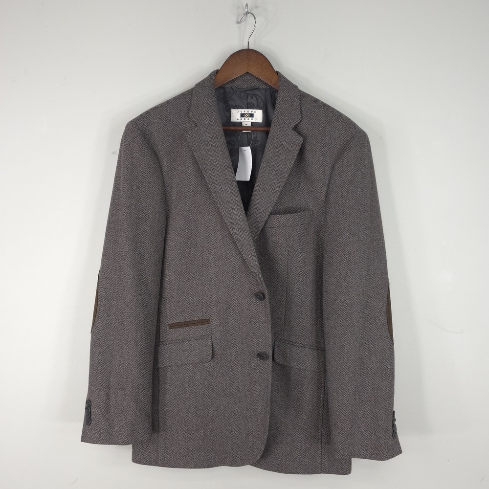 Joseph Abboud Mens Medium Brown Herringbone Sport Coat Blazer Elbow Patch M15420